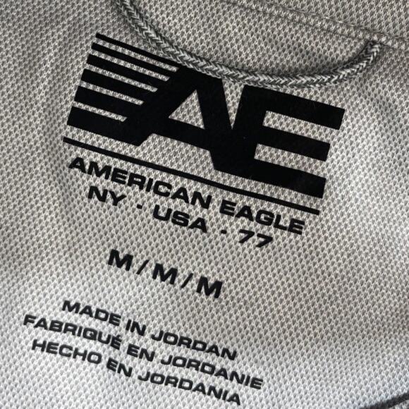 American Eagle Jersey Polo Shirt Mens M Gray Short Sleeve Soft Preppy Casual - Picture 5 of 7